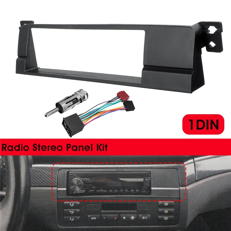 Car Radio Fascia Painel Adaptador para BMW Série 3 E46 1998-2005, 1 Din DVD, Quadro Estéreo, Kit de Instalação