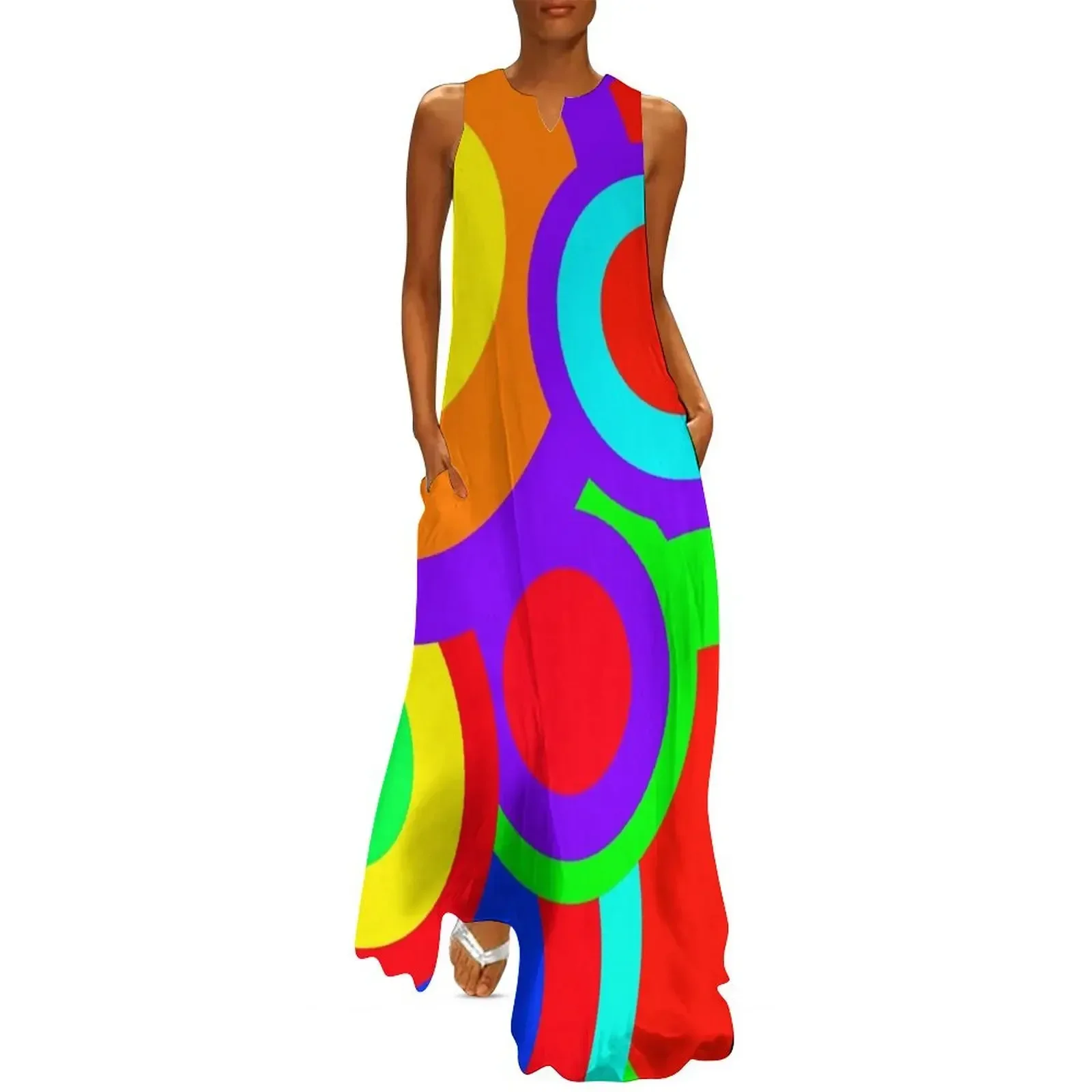 

colorful circular retro sixties pop art pattern Long Dress long dress women Evening dresses dresses for official occasions Dress