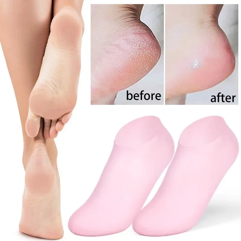 1 Pair Silicone Moisturizing Socks Exfoliating Gel Heel Socks Callus Cracked Dead Skin Remove Protector Pain Relief Foot Care