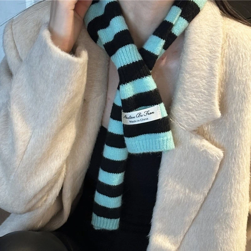 جديد اللون حجب مخطط محبوك وشاح للنساء الخريف والشتاء أزياء وشاح غير رسمي متعدد الاستخدامات #5