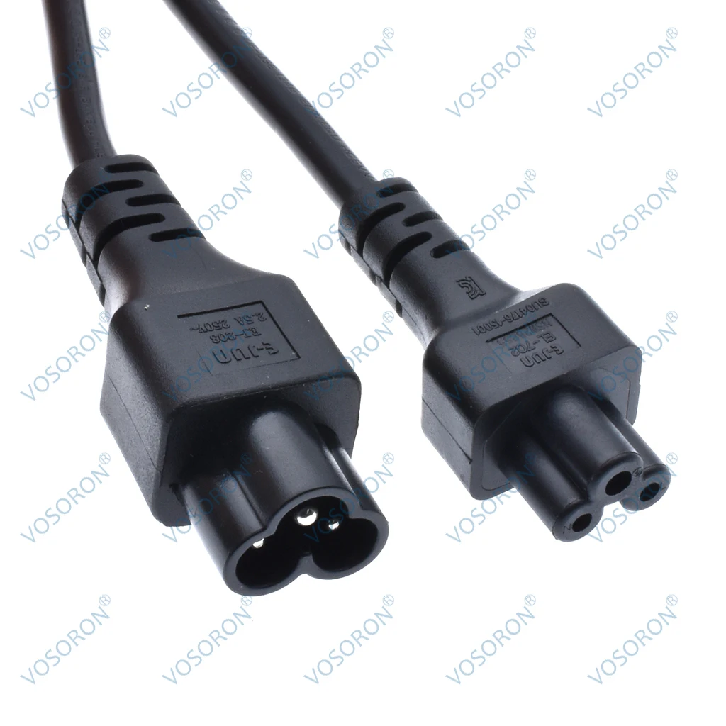 IEC 3Pin Male to Female Extension Cable ,IEC320 C5 Female to C6 Male Extension Cable 60cm