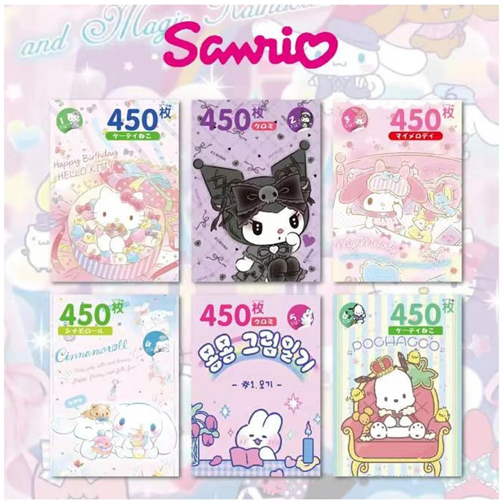 450PCS Kawaii Sanrio Adesivos Estética Dos Desenhos Animados Olá Kitty Minha Melody Kuromi Decalques Crianças Brinquedos Bonito Anime Decoração