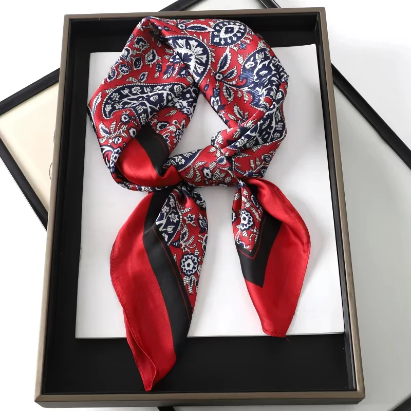 2024 New Silk Shawl Square Scarf for Women Neckerchief Female Headband Hair Wrap Print Ladies Foulard Fashion Hijab Bandana