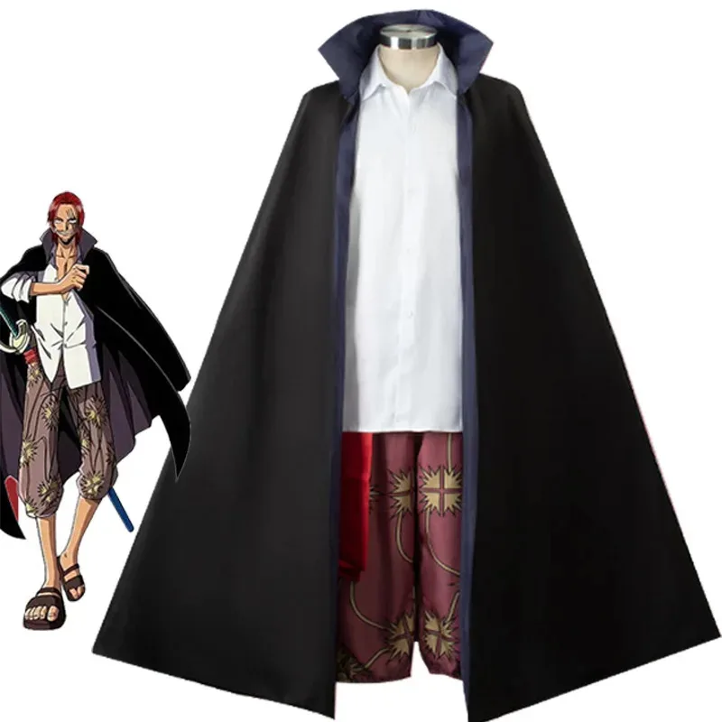 Anime Red Hair Shanks Cosplay Costume COS Uniform Shirt Coat Panty Suit Set Halloween Party Performance Wear Clothing
