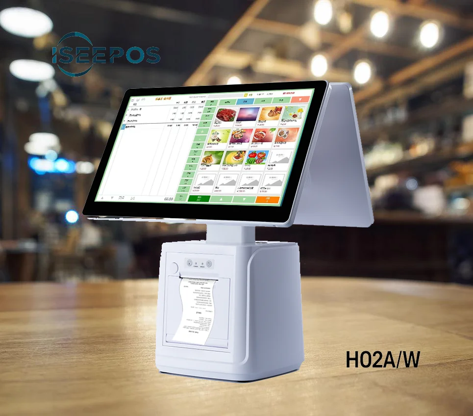 شاشة مزدوجة تعمل باللمس نظام POS معدات الأجهزة OEM Windows 7/10/11 Android 11-14 متجر Google لتسجيل النقدية
