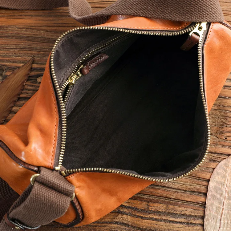 Men Top Layer Cowhide Genuine Leather Shoulder Bag Fashion Waterproof Crossbody Chest Bag Travel Sling Messenger Pack for Male