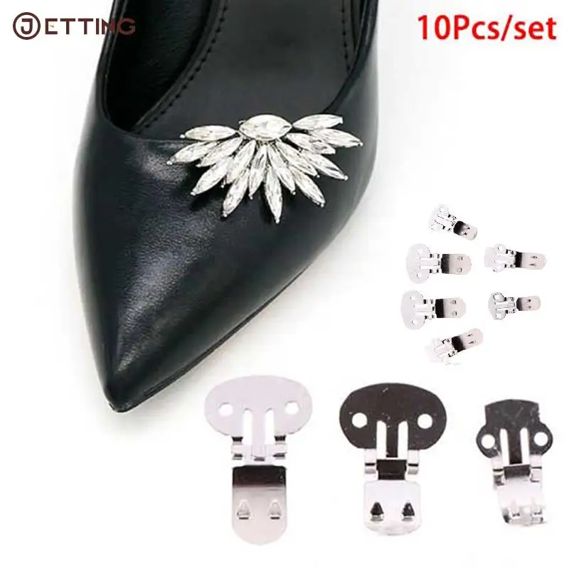 10Pcs/lot Blank Stainless Steel Flower Shoes Clips Ornament On Findings DIY Craft Buckles For Shoes Accessories Silver Color