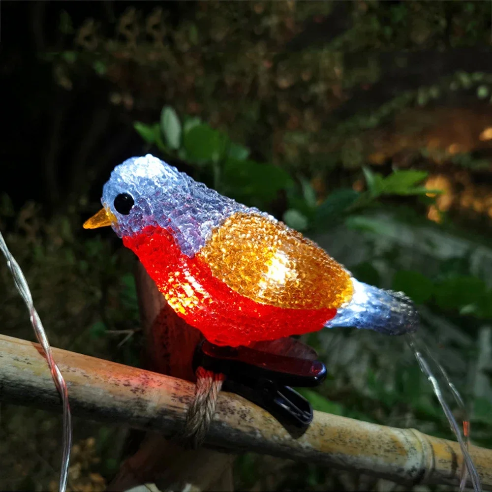 Lampu karangan bunga Birdland akrilik tahan air baterai USB LED, tenaga surya, lampu peri untuk lanskap taman, dekorasi pohon, lentera