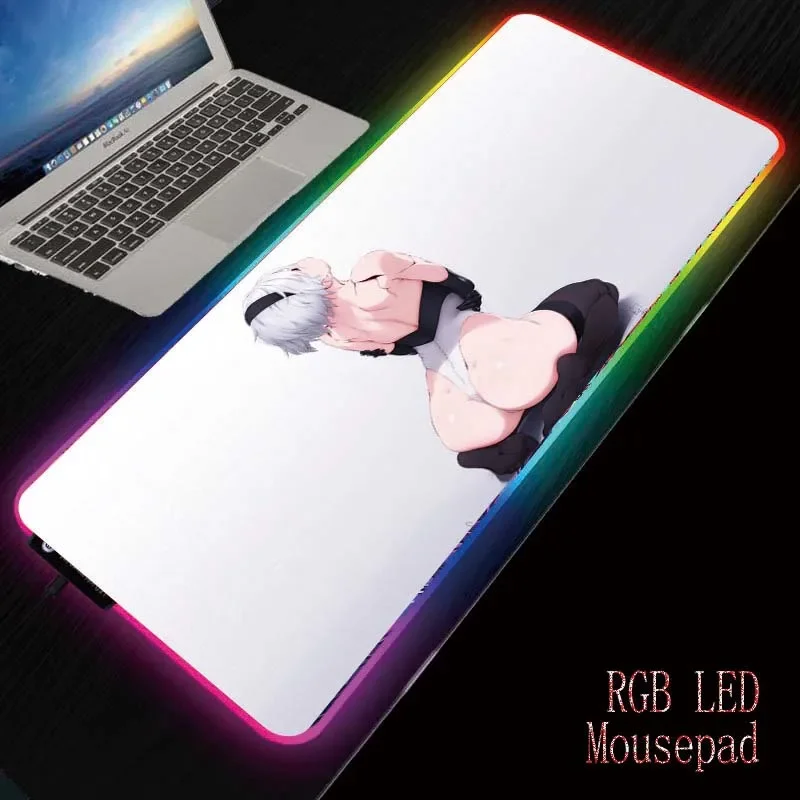 

MRGBEST RGB Anime Sexy Girl Rgb Gaming Mousepad Backlit Colorful Mause Pad Large Mouse-pad Desk Keyboard LED Mat for Adult