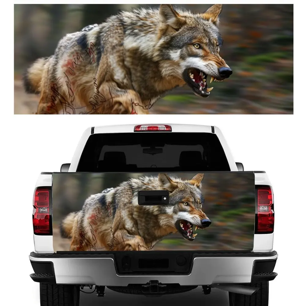 

Wounded Animal Wolf with Blood Car Tail Trunk Protect Vinly Decal Auto Accessories Hood Decoration Sticker for Off-road Pickup