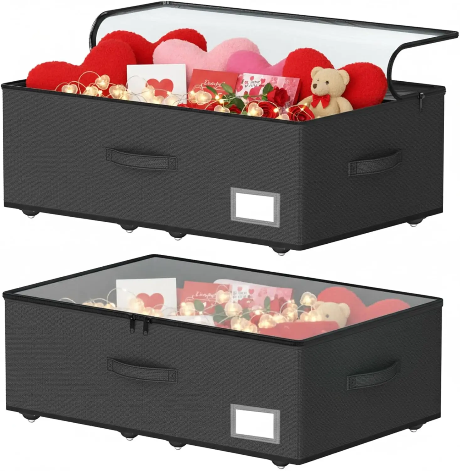 

Large Rolling Underbed Storage Bins with Wheels, No Assembly Needed, High Capacity for Shoes and Clothes