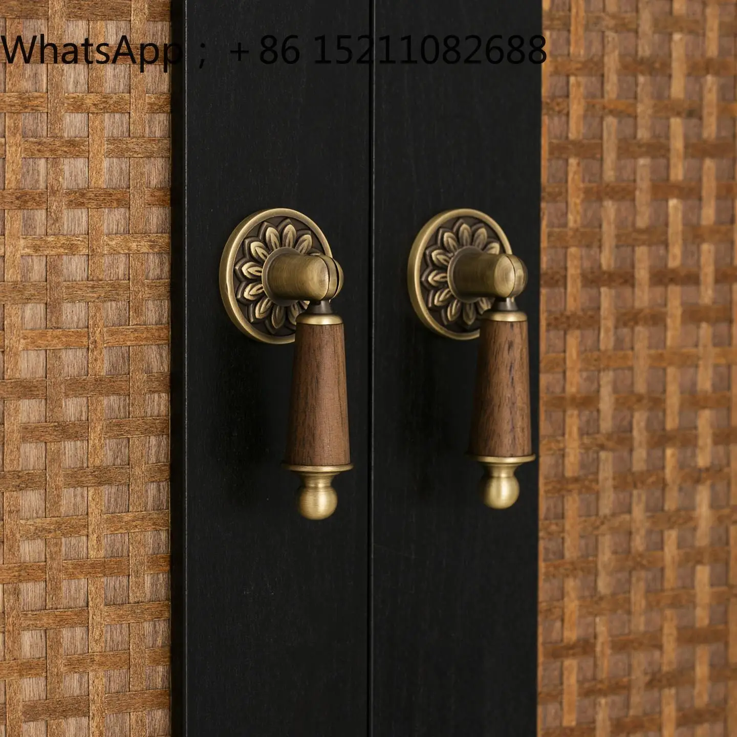 SCY retro brass walnut cabinet door pendant handle decorative pattern furniture small handle