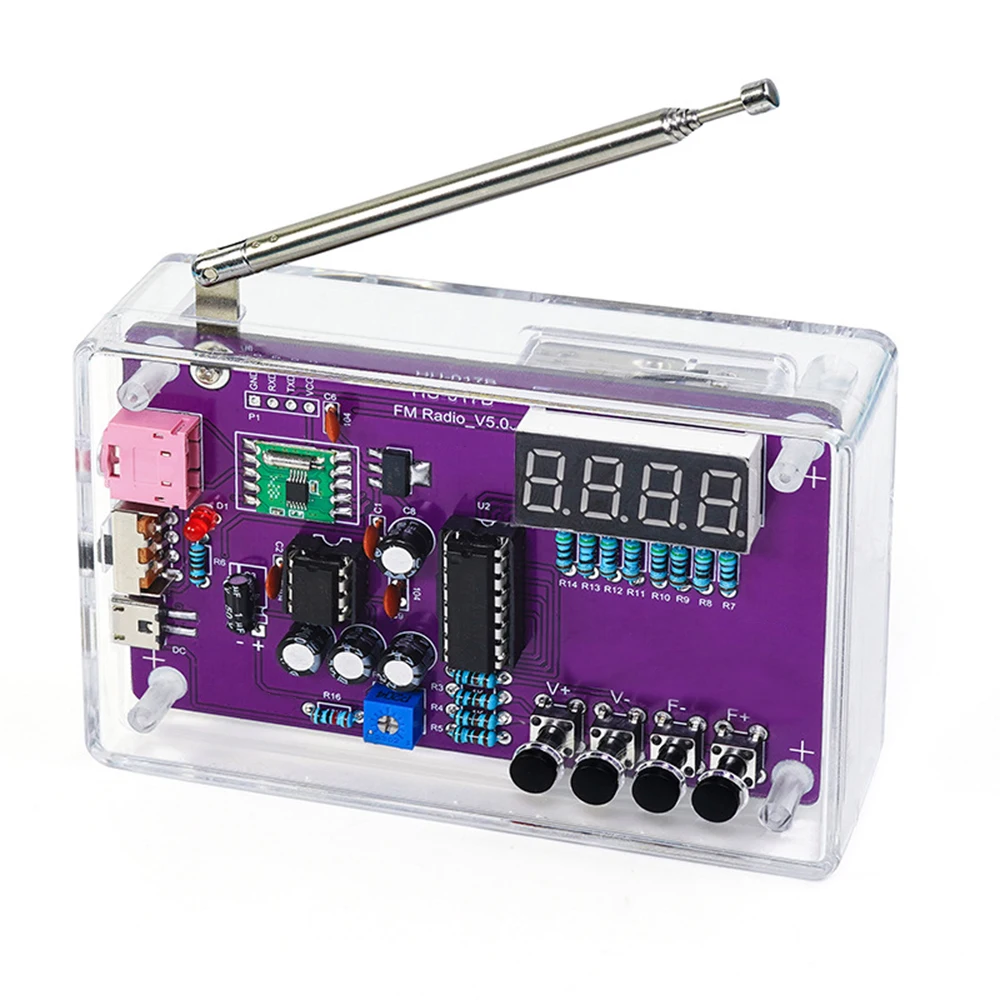 Kit Radio FM Fai-da-Te con Frequenza Regolabile 87-108MHz, Display Digitale, Progetto di Saldatura per Pratica, RDA5807S