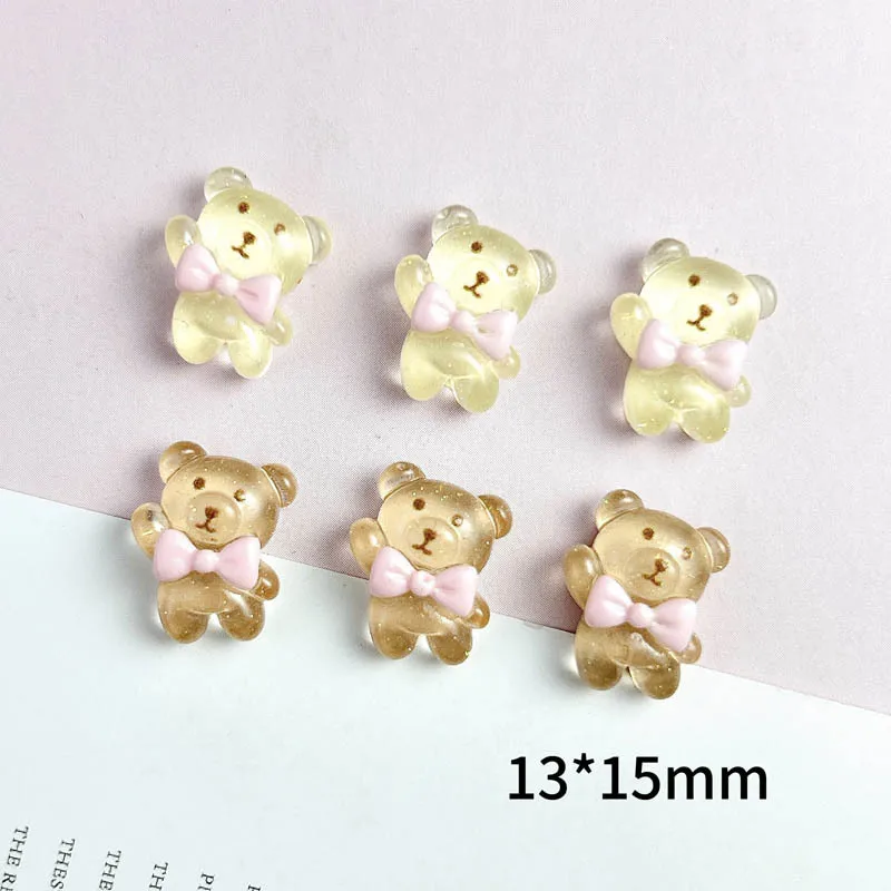 Ours de Ballet en résine 3D Kawaii, 30 pièces, breloques pour ongles, nœud Transparent, ours en peluche, accessoires de décoration pour Nail Art, artisanat de manucure à faire soi-même
