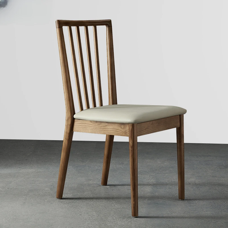 Home Nordic theme restaurant solid wood veneer cloth chair backrest grilled stool casual creative Internet celebrity