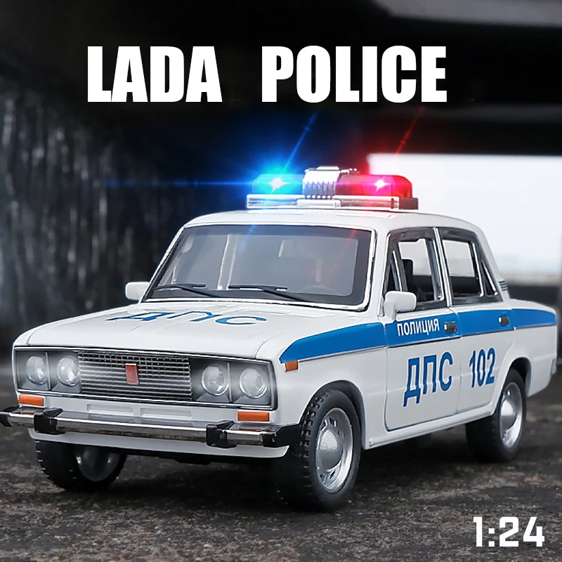 

1:24 Russian LADA Police Alloy Model Car Diecasts Metal Pull Back Music Light Car For Children Vehicle Toys