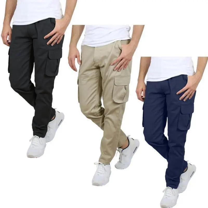 

Men's Cotton Elastic Work Pants Set Long Pants Seven Sve Autumn Season Cross-Border New Sle Comfortable Fit Clothing Set