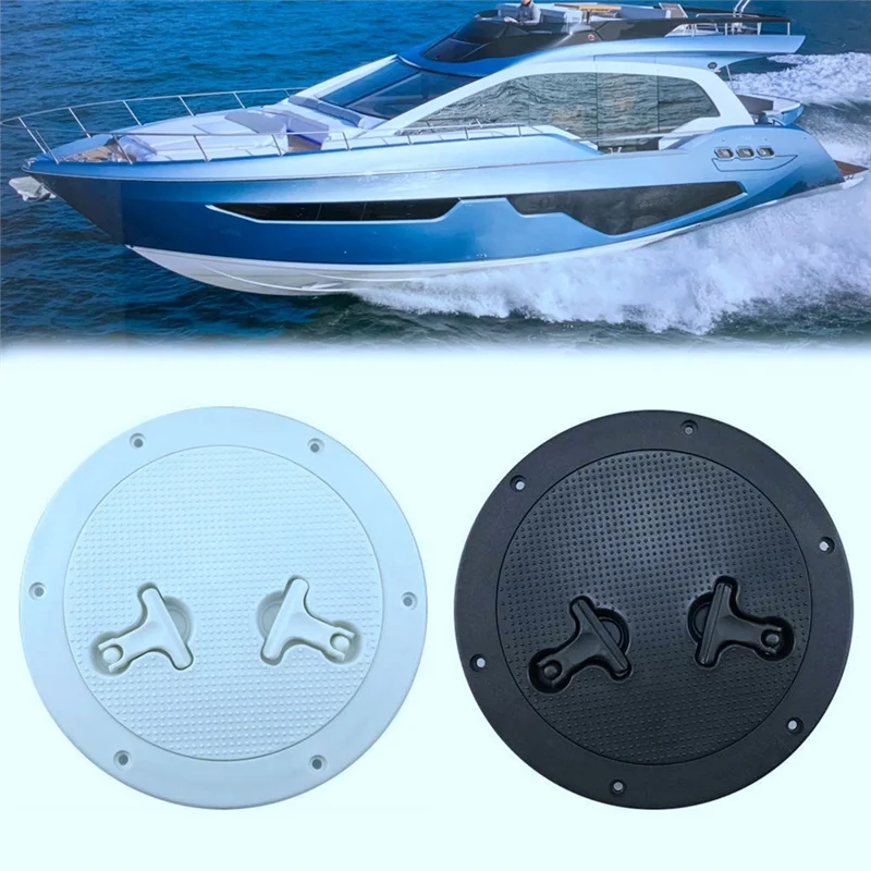 Round Inspection Hatch Cover 8 Inch White ABS Hatch Cover Twist Screw Out Deck for Boat Yacht Marine Access Hatch Cover