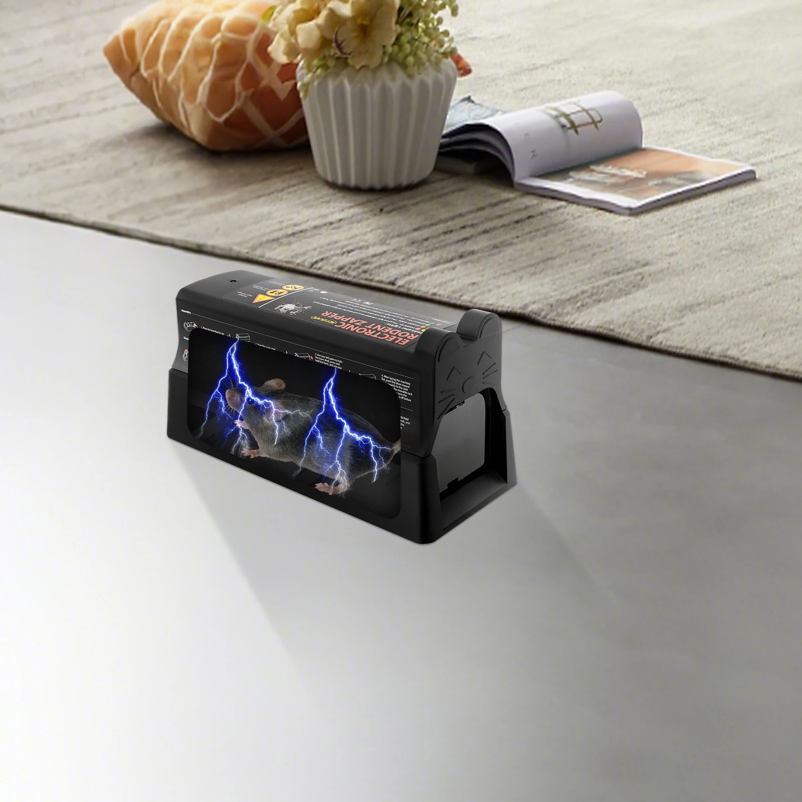 Piège à rats électronique 7000V, double alimentation 220V (prise UE), mécanisme de protection de sécurité, alerte sonore et lumineuse, porte d'observation transparente, réutilisable, durable, efficace pour le contrôle des rats, application intérieure et extérieure (sec ou humide)
