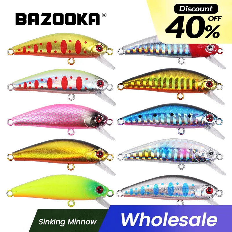 

Bazooka Sinking Minnow Hard Bait Fishing Lure Jerk Crankbaits Laser Slow Mixed Wobbler Depth Carp Mini Pesca Pike Tackle