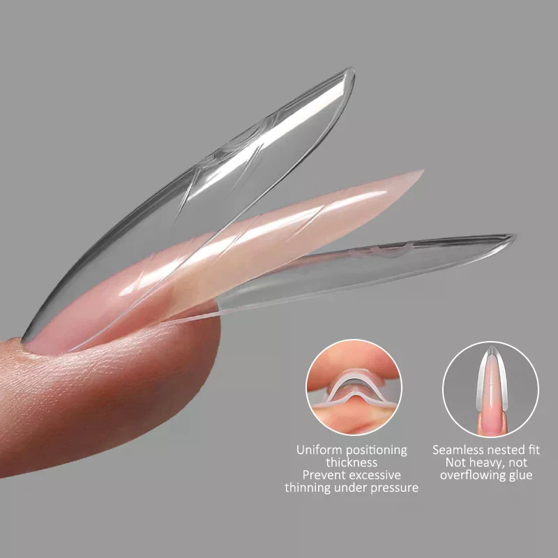 Sanduíche formas duplas de unhas 240 peças 14 tamanhos extensões rápidas-formas duplas em forma de t elipse manicure formas molde superior molde inferior 3d