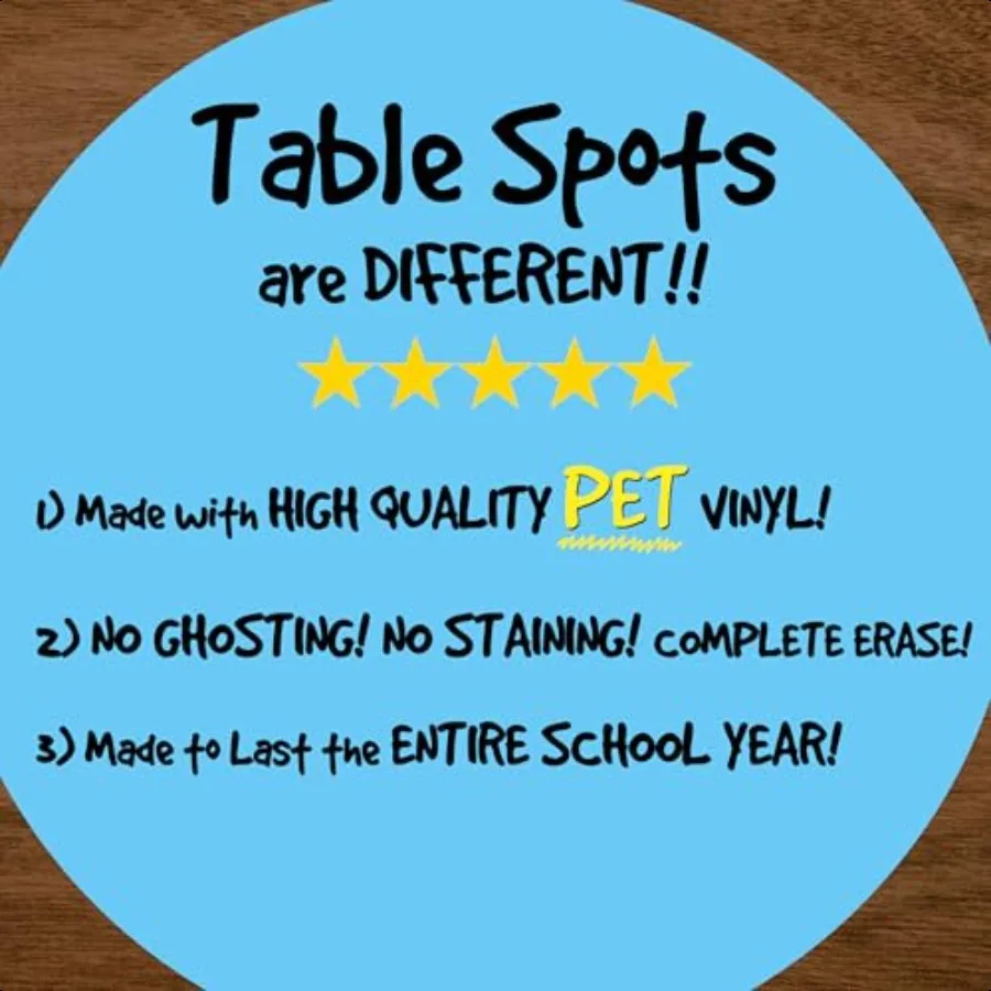 New Larger Size The Original Table Spots for Teachers No Staining No Shadowing Complete Erase Dry Erase 10 Pack Multicolor Circ