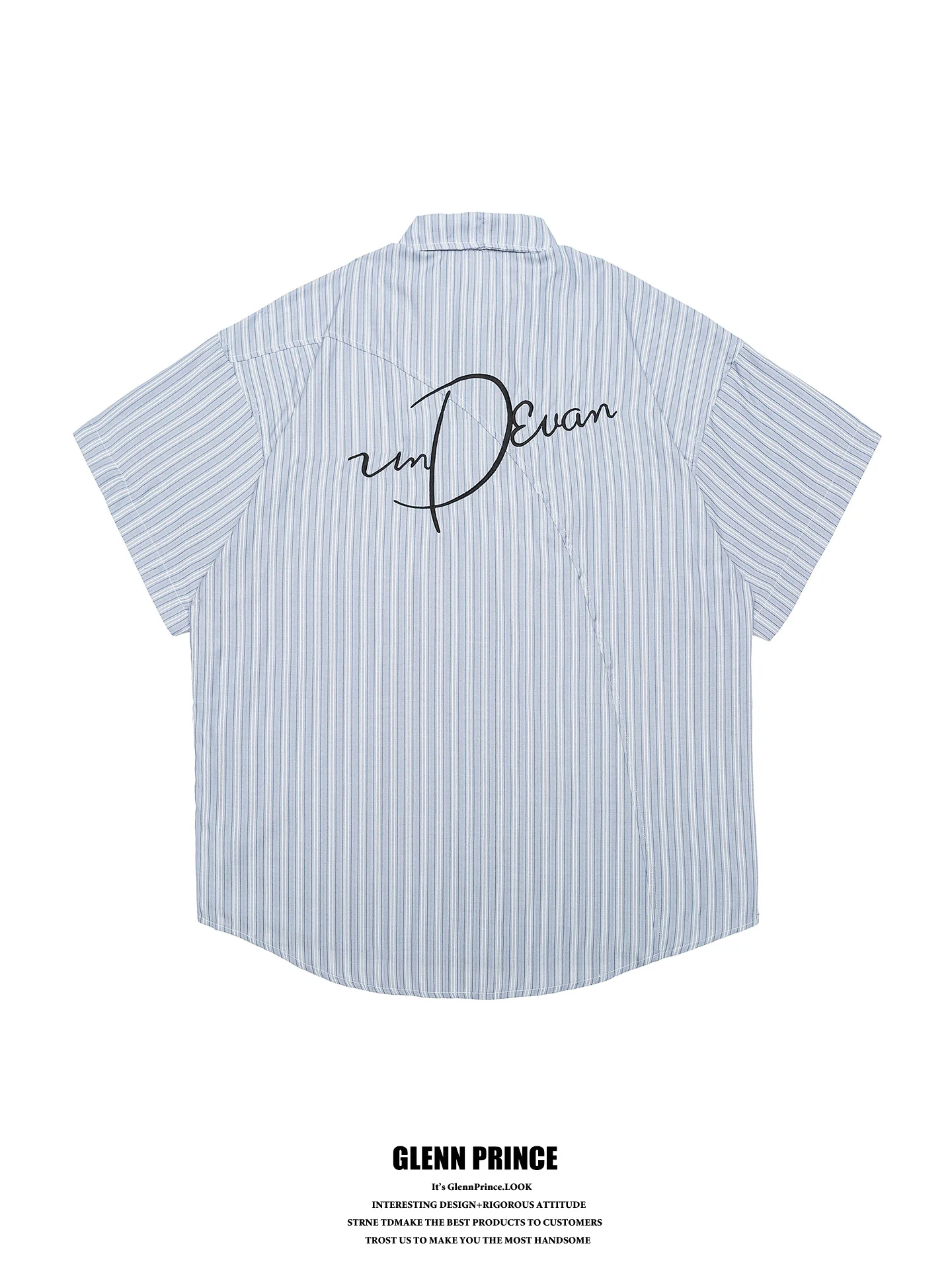 

GPstudio Japanese Style Short Sleeve Embroidered Letter Back Stripe Shirt Men's Summer Teenage Half Sleeve Casual Fashion