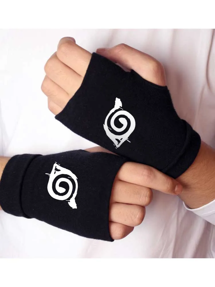 Anime Naruto Noctilucence Gloves Wrist Sweatband Cosplay Akatsuki Itachi Fingerless Fluorescence Wrist Gloves Accessories Gifts