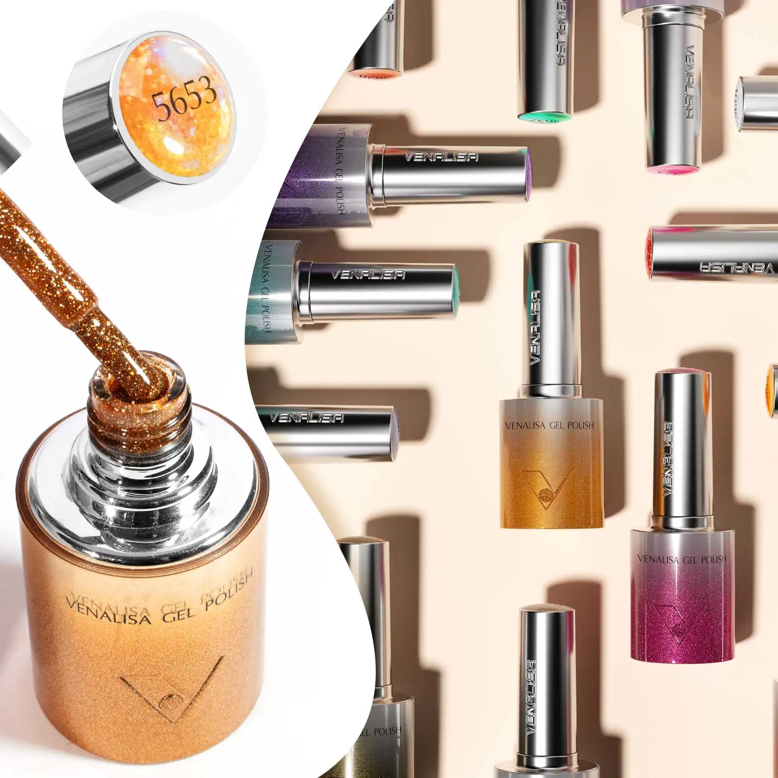 1pc Venalisa 10ml Nail Gel Polish Soft Texture Round Brush Hema TPO Free Soak Off Sparkle Cat Eye Gel Lacquer Kit Color Palette