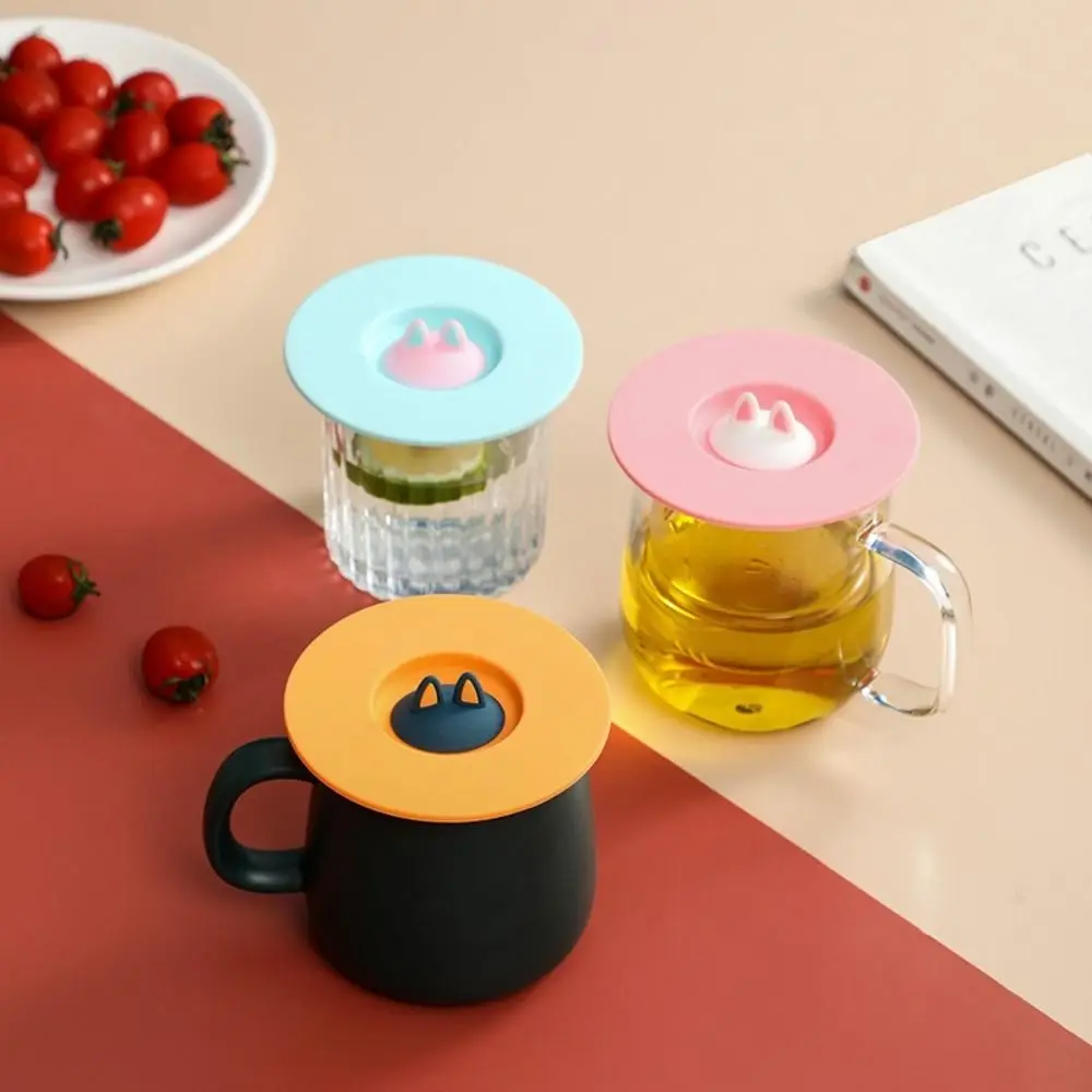 

3Pcs/Set Cup Accessories Silicone Cat Ear Cup Lid Round Portable Water Cup Cover Exquisite Colorful Ceramic Mug Lid Classroom