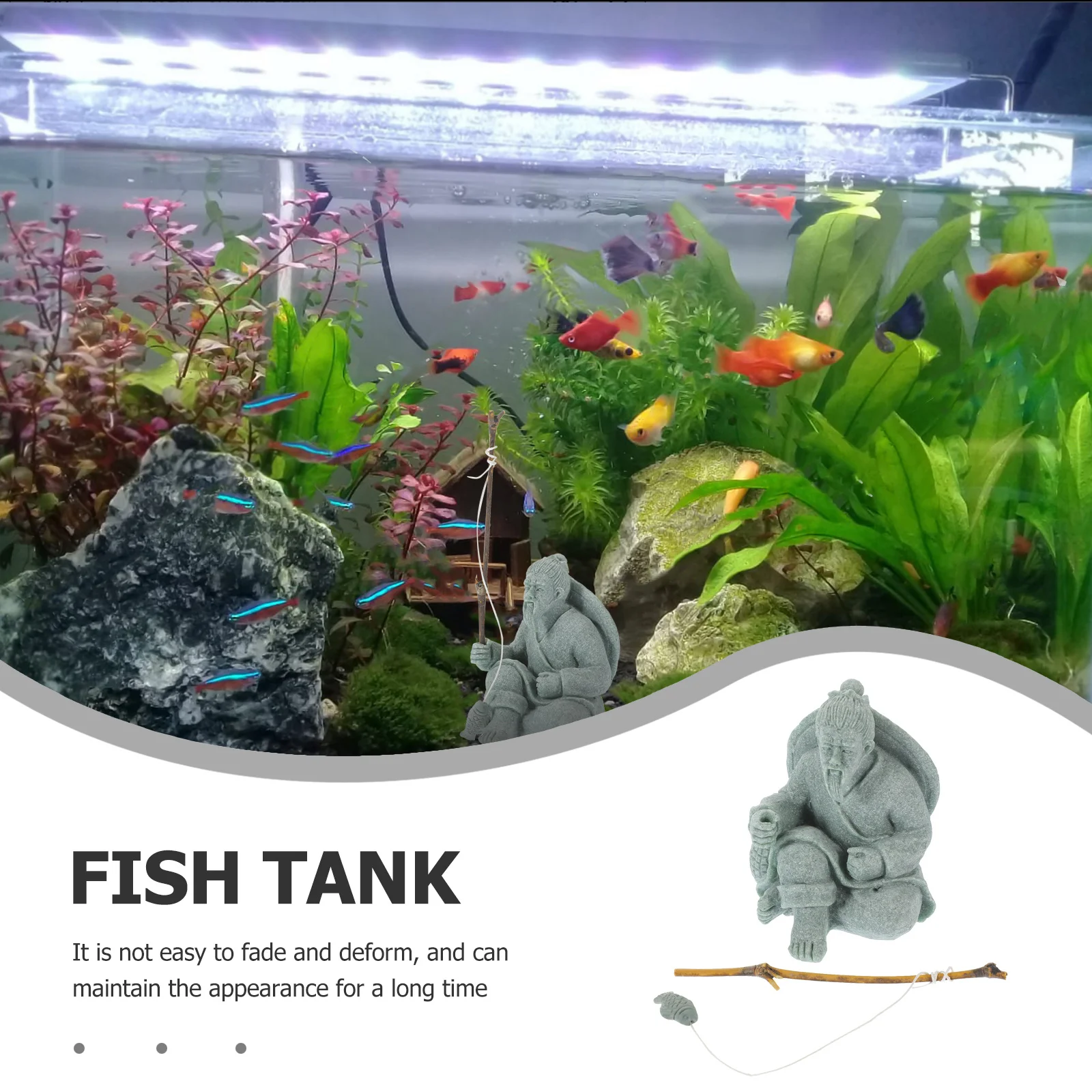 

Jiang Taigong Рыболовная статуя, украшение для аквариума, чай, домашнее животное, миниатюрный микропейзаж, декор для аквариума, мини-статуя рыбака