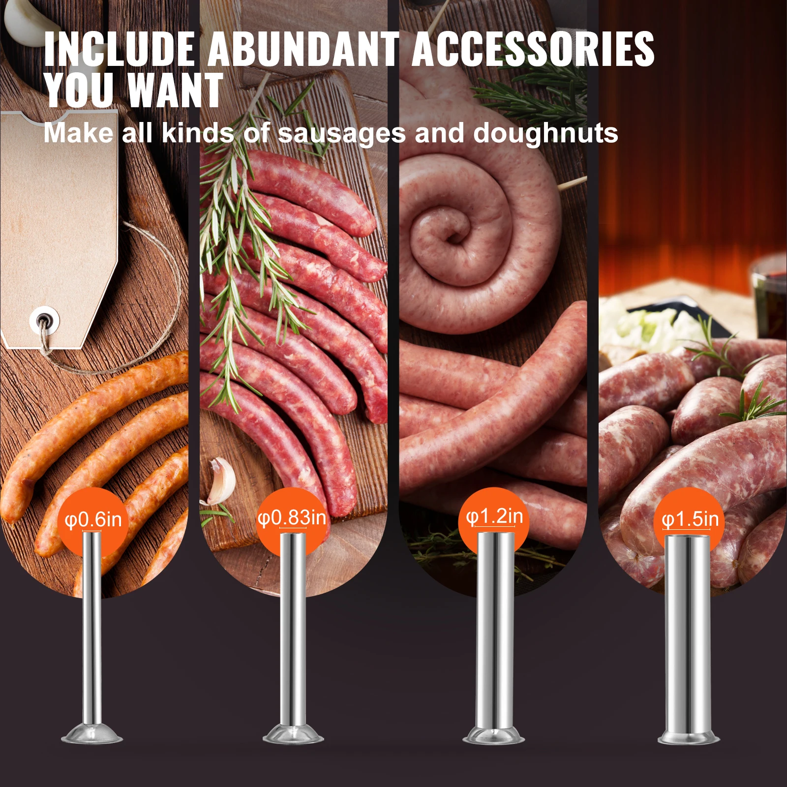Stainless Steel Making Sausage Vertical Maker with 5 Filling Funnels for Home Commercial 3 5 7 L Manual Sausage Stuffer
