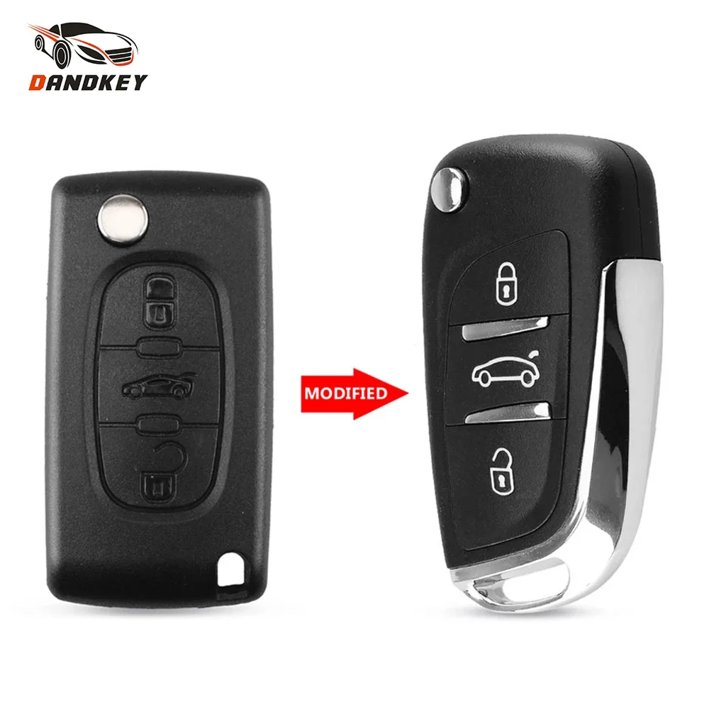 

Dandkey Modified For Peugeot 107 207 307 307S 308 407 607 Entry Flip Car Remote Key Shell 2/3 Bttons CE0536 Fob VA2/HU83 Blade