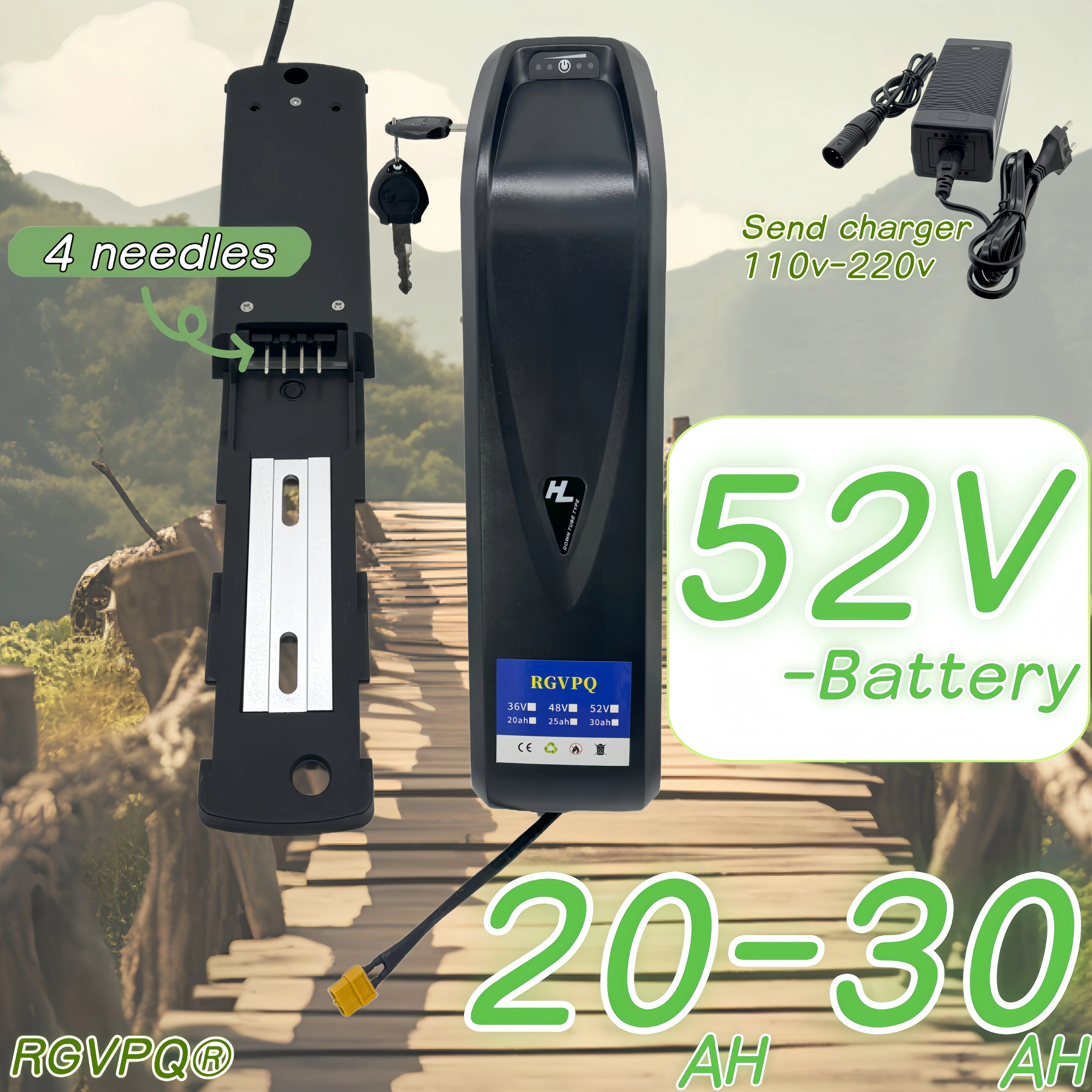 Hailong 4 دبوس، قابس XT60، بطارية دراجة كهربائية 36 فولت 20 أمبير 30 أمبير، مدمجة مع دراجة كهربائية بقفل أمان 30 أمبير BMS
