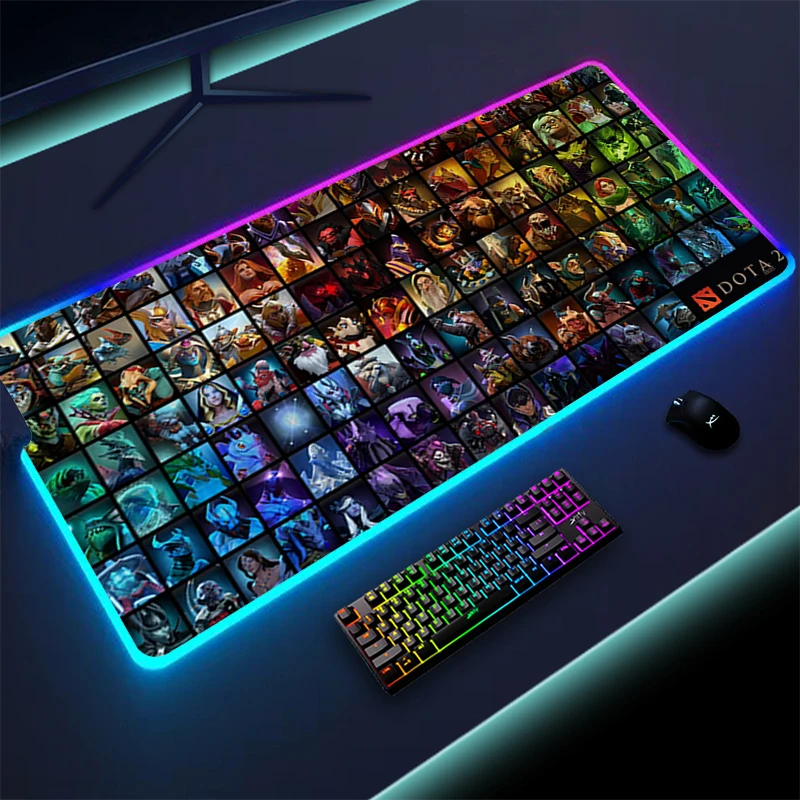 Imagem -03 - Mouse Pad com Mat Laptop Rgb Acessórios Gamer Teclado Computador Mesa Deskpad Mousepad Dota 50x100