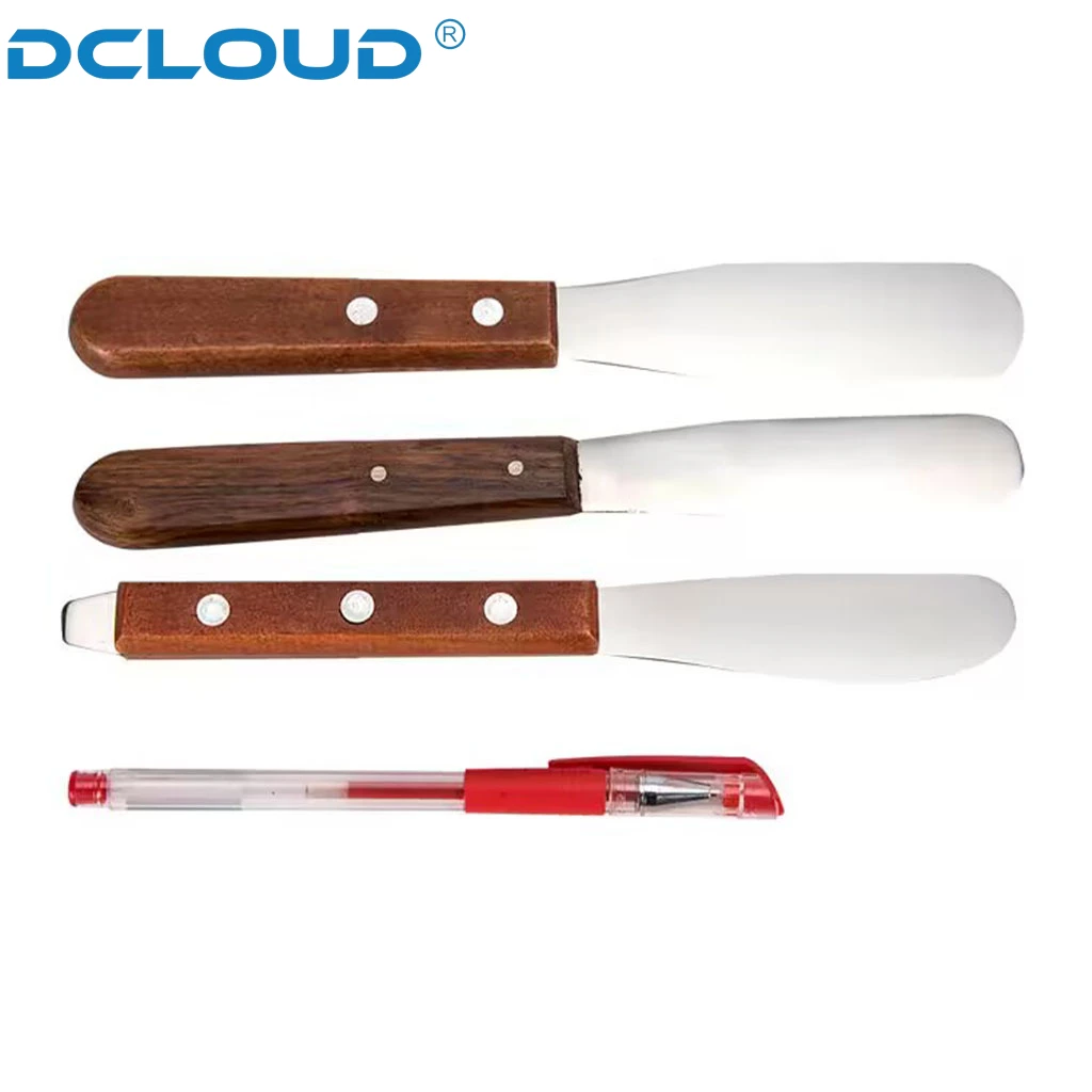 DCLOUD 1 szt. Dental metalowy nóż mieszanie tynku szpatułka wosk nóż gipsowy materiał wyciskowy drewniany uchwyt ze stali nierdzewnej