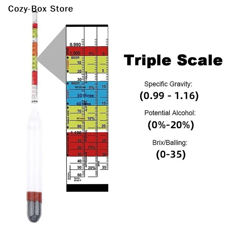 [ZY]1Pcs 3 Scale Hydrometer For Wine Beer Cider Alcohol Testing Fitting With Home Brew[ZY]