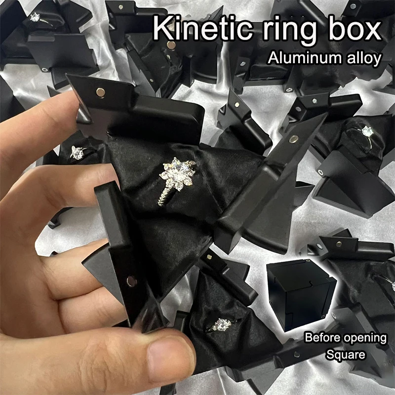 

Aluminum Alloy Kinetic Energy Ring Box Rotating Mechanical Deformation Jewelry Storage Display Box Creative Proposal Cube Boxes