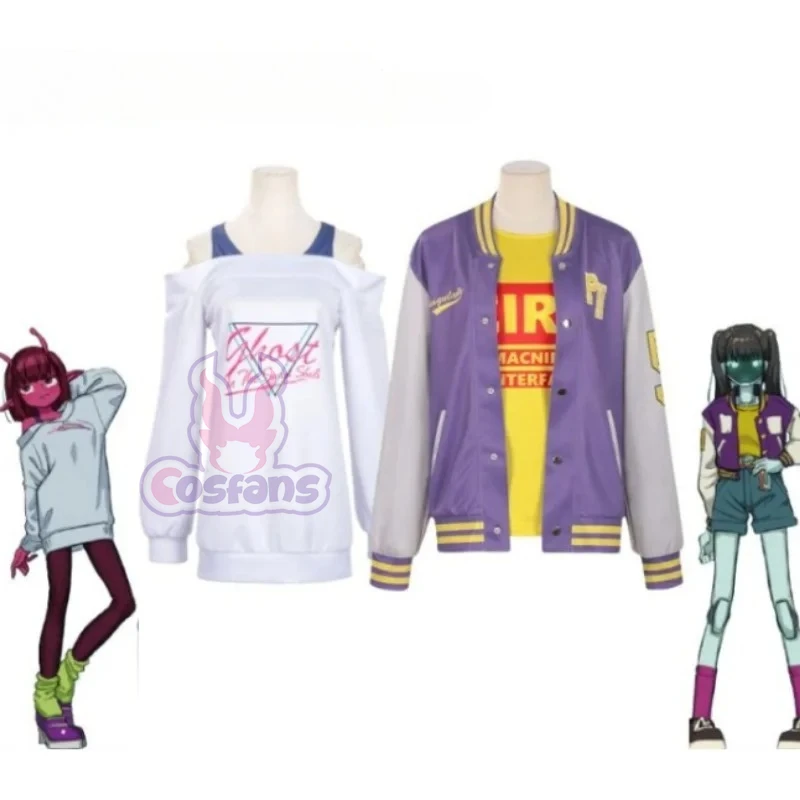 

Anime Milky Subway Cosplay Chiharu Makina Costume Off-Shoulder Faux Layered Coat Jacket Set for Women Halloween Party Cos