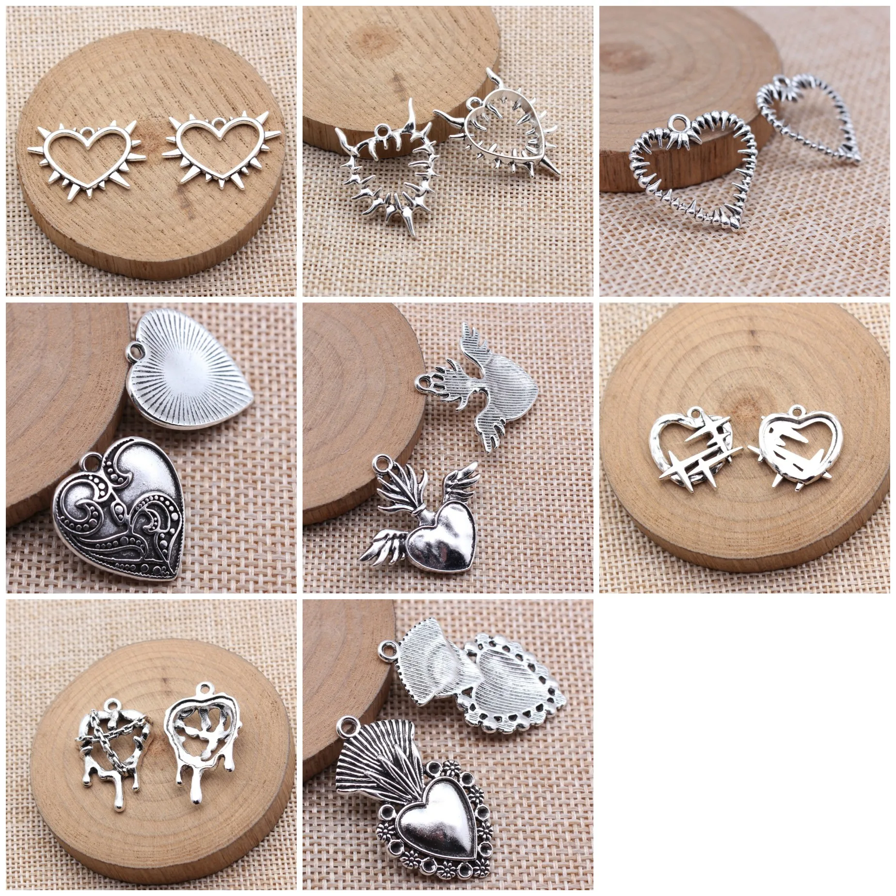 Zinc Alloy Gothic Thorn Barbed Heart Charms Pendant Dark Punk Charms For Keychain Earring Necklace Jewelry Accessories