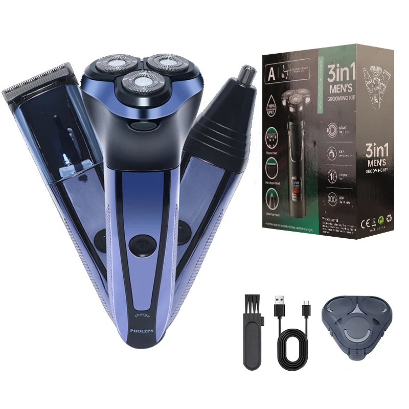 

2026 New ModelProfessional Triple ade Waterproof Rotary Electric Shaver Epilator Digital Display USB Rechargeae Ho