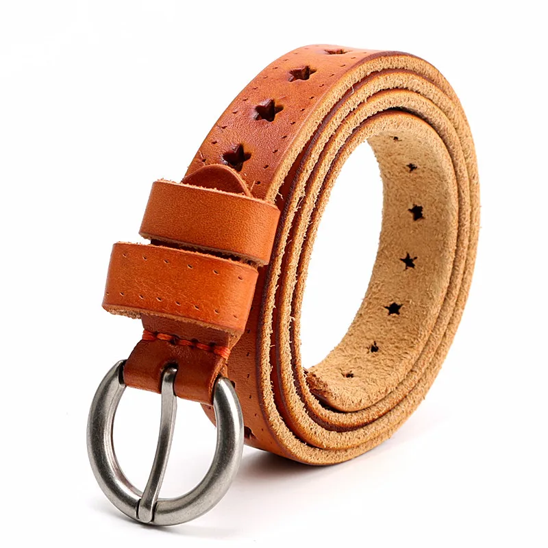 حزام جينز نسائي من جلد البقر بطبقة علوية، حزام بنطلون نسائي عصري بسيط ومتعدد الاستخدامات