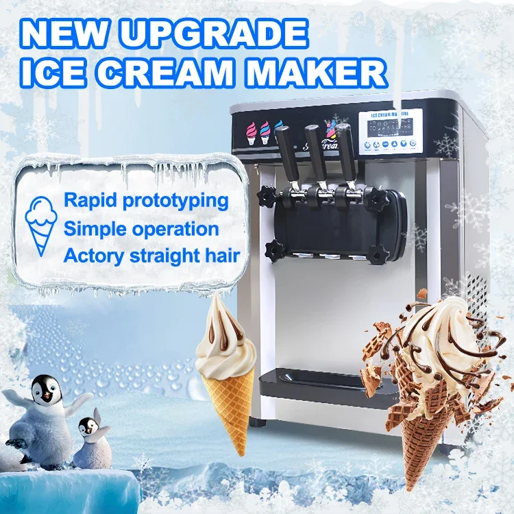 Wholesale Price Portable Ice Cream Vending Machine Commercial 3 Flavor Soft Serve Mini Ice Cream Maker