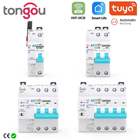 TUYA MCB WIFI 계량 회로 차단기 스마트 라이프 타이머 원격 제어 자동 무선 차단기 재폐로 스위치 TONGOU