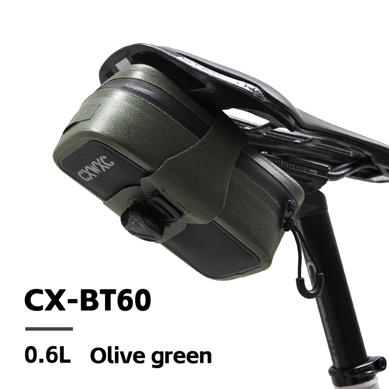 CXWXC TPU Fahrradsatteltasche 0,6L Selbstverriegelnde Knopf-Hecktasche Tragbare BOA Fahrradtasche Wasserdichte Verstärkte Mini-Fahrradtaschen