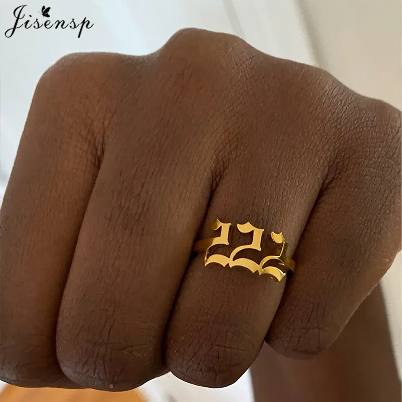 Lucky 111 222 333 444 555 666 888 999 777 Rings Stainless Steel Angel Number Adjustable Finger Ring for Women Minimalist Jewelry