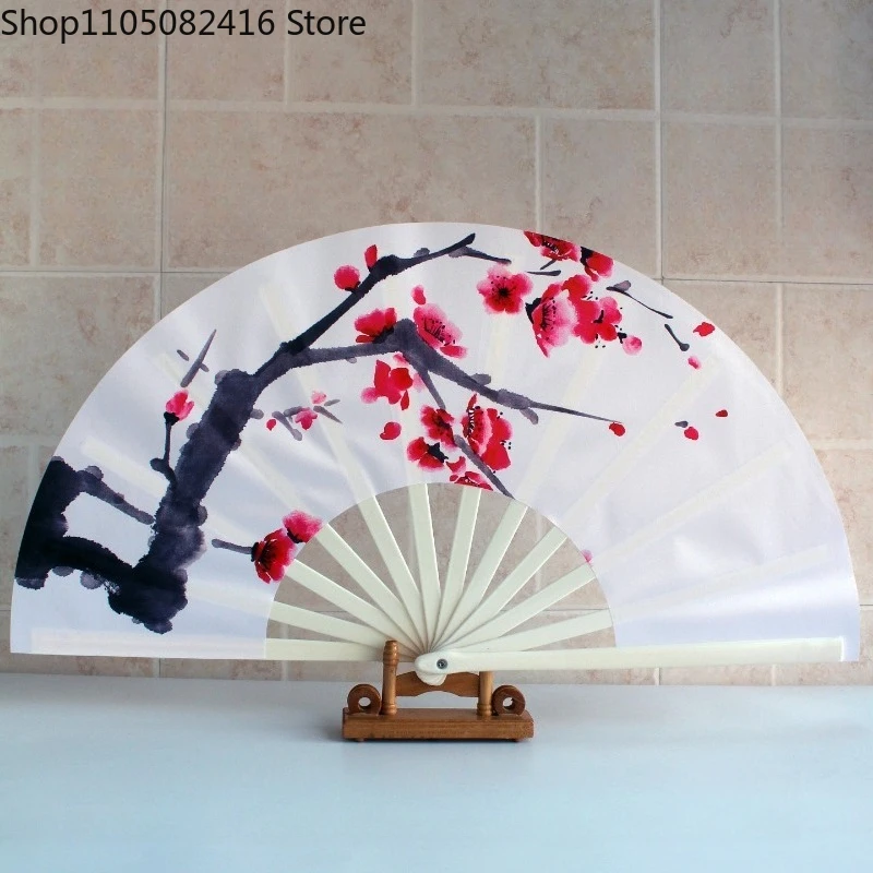 

White Plastic Frame Tai Chi Fan Kung Fu Fan Dance Performance Fan Martial Arts Products