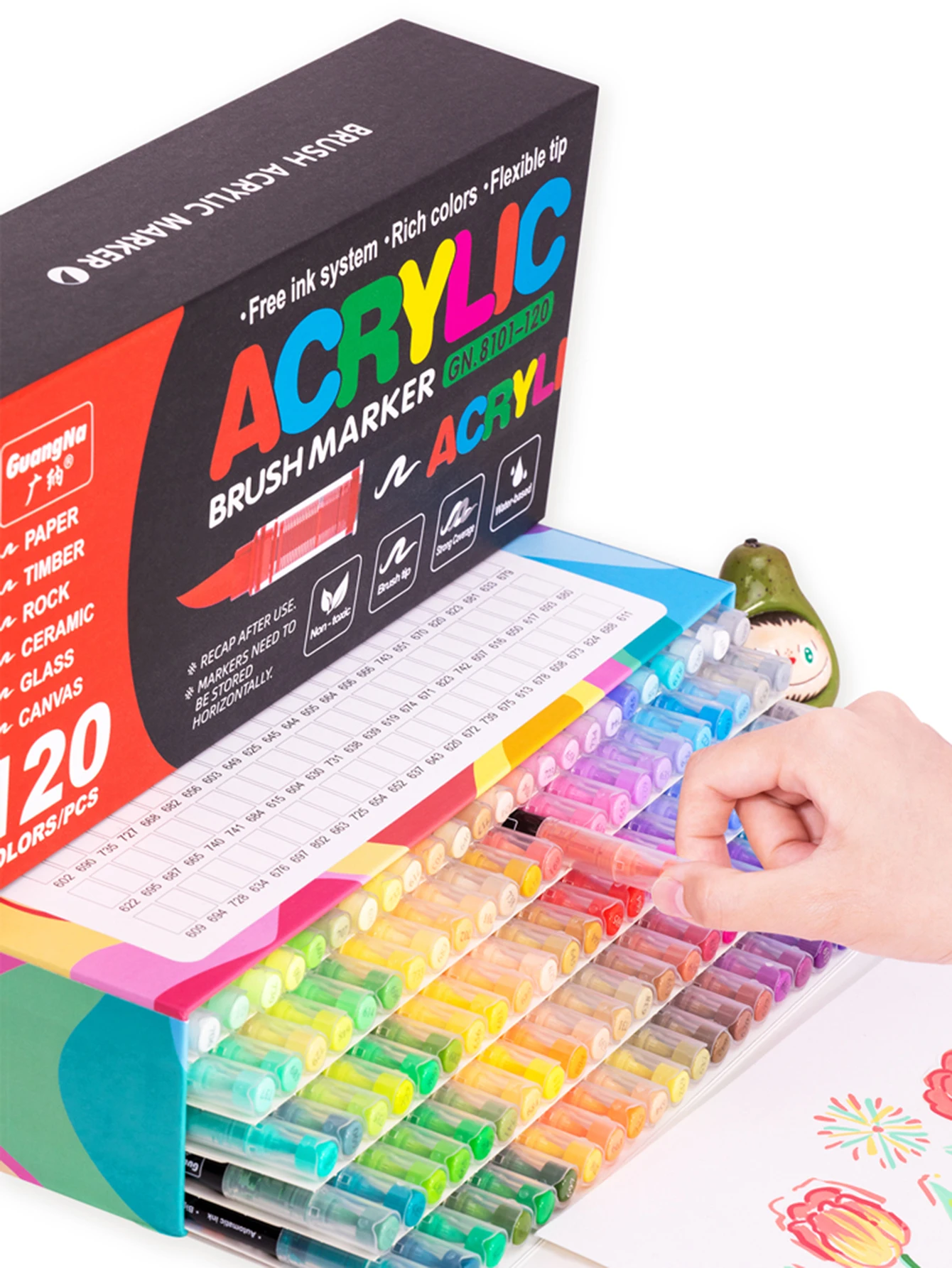 12-240 Color/Box Professionelles Künstlermarker-Set – Soft-Tip-Zeichnung, gerade Linie, flüssige Acrylmarker, DIY Graffiti Art Painti – Detail 7