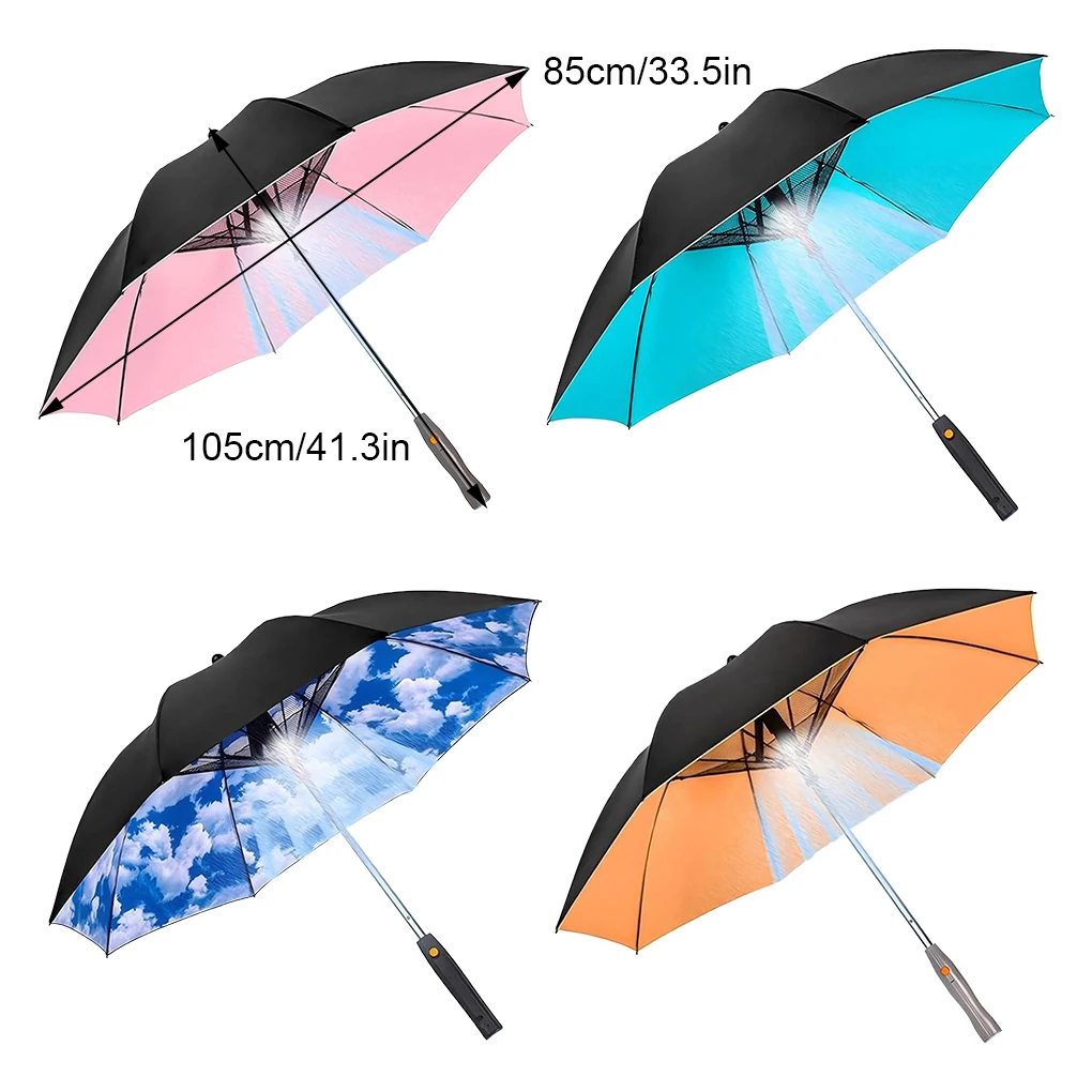 USB Rechargeable UV Sun Umbrella Electric Fan Umbrella For Women UV Protection Sun Protection Umbrella Long Handle Umbrella