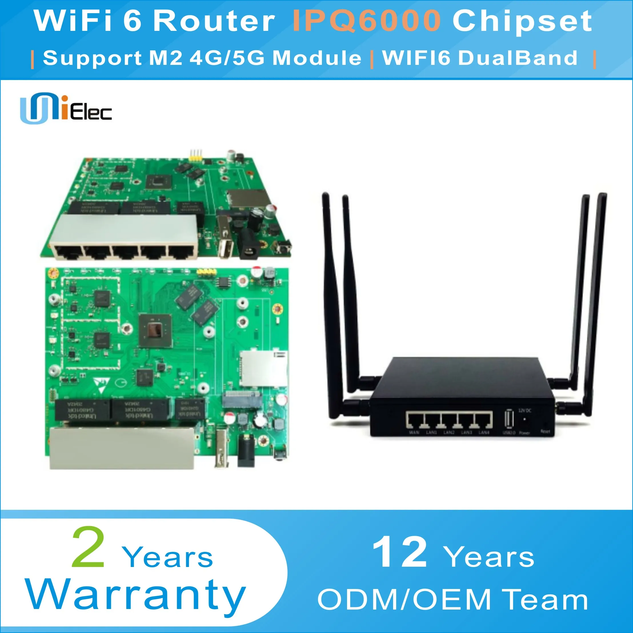 Qualcomm IPQ6000 Enterprise Wireless Dual band WIFI6 Router LTE 4G 5G  OpenWrt  Gigabit IPQ6000 chipset PCBA ODM OEM Board